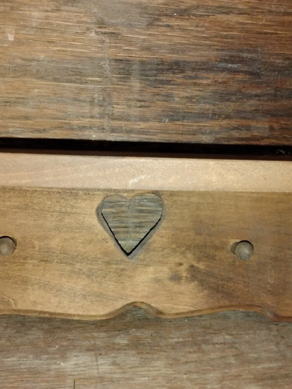 Perfect Size Rustic Wood Heart Peg Wall Shelf - Cottagecore Farmhouse